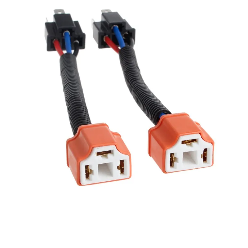 

2Pcs H4 9003 Ceramic Wire Harness Plug Cable Headlights Connector Extension New Drop shipping