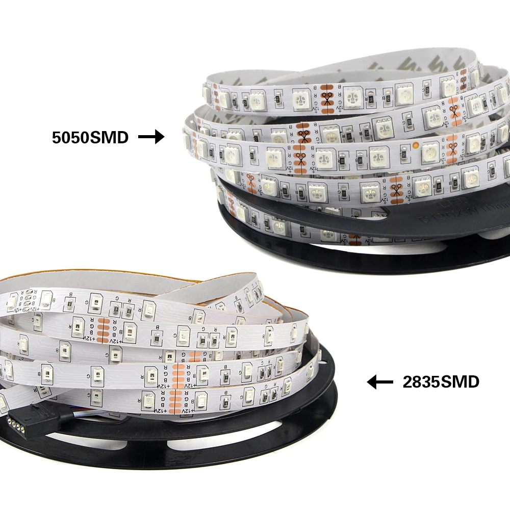 Светодиодная лента RGB 12 В постоянного тока 5050 2835 SMD 5 м 10 Гибкая Диодная 44 клавиши