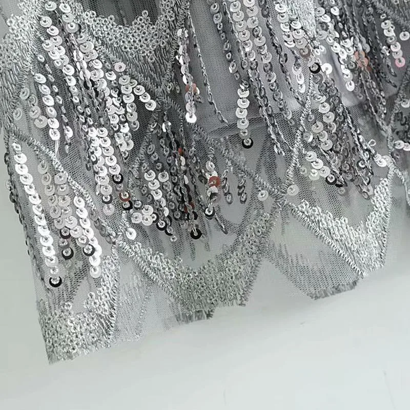 QZ901 Новая Европейская мода Sequines tassels Deco платье с короткими рукавами корейские шикарные платья из пайеток
