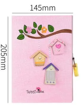 «Любящее сердце»; Тетрадь с замком; милые женские домашние тапочки Закрытая Дневник для Ежедневная заметка с красочными внутренняя страница - Цвет: Розовый