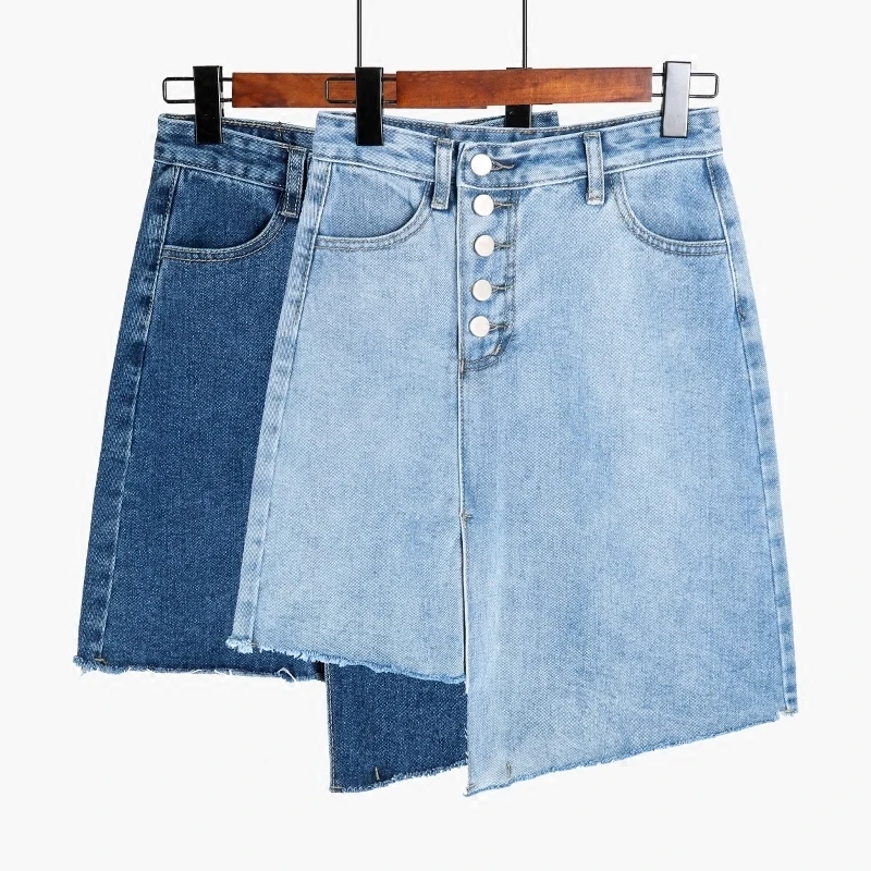 

New 2019 Women Summer Denim Skirts Fashion High Waist Skirts Single Breasted Mini Jeans Skirt High Quality Blue Sexy Skirts