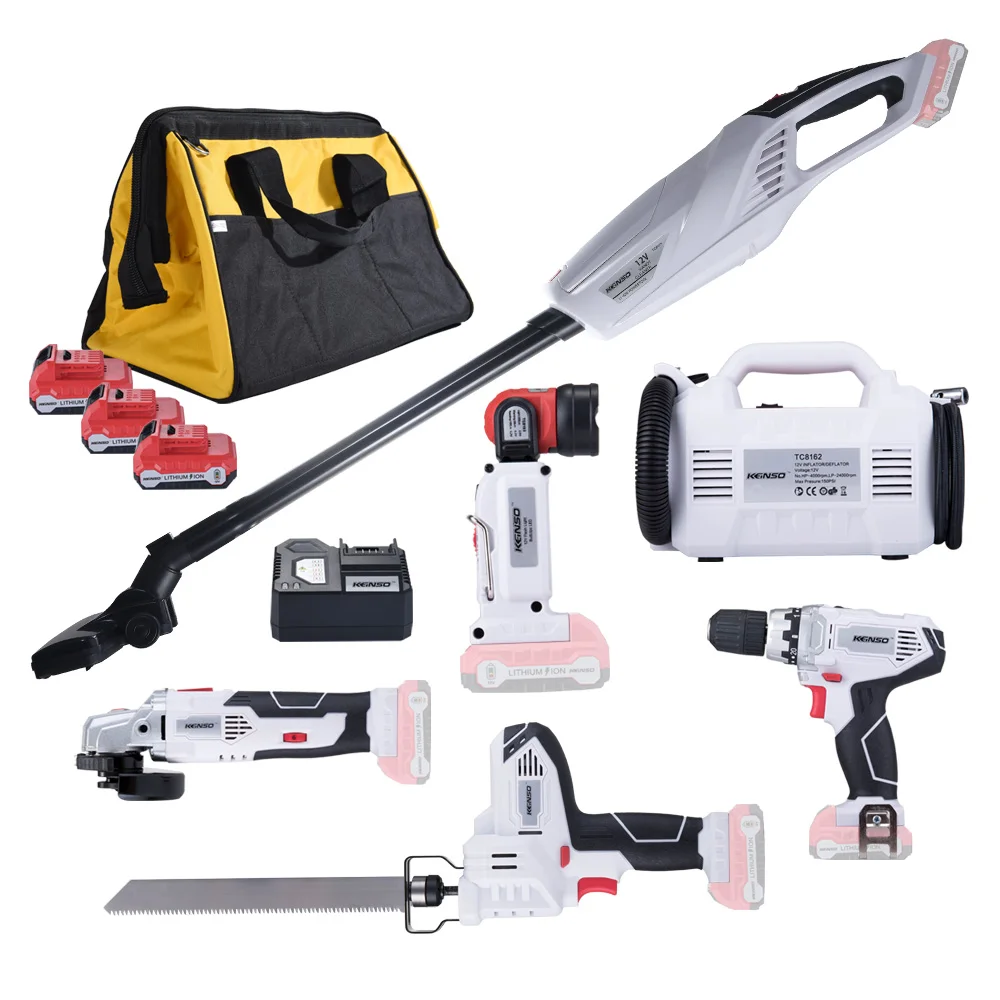 

6-Piece KEINSO 12-Volt Lithium-Ion Cordless Power Combo Kit Power Tool Combination 6-Tool Combo Kit 2.0Ah Battery With Bag