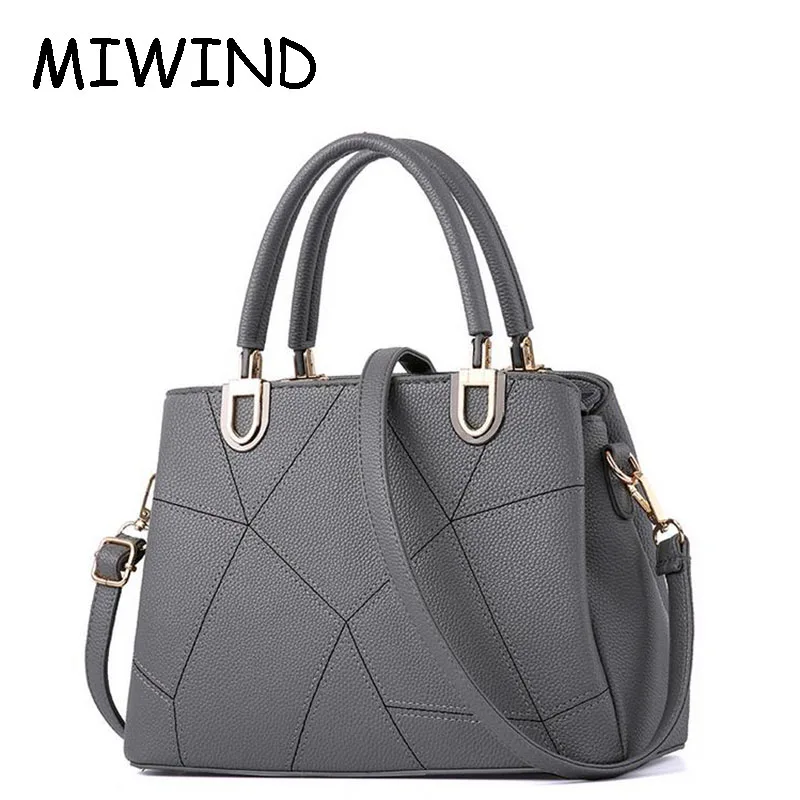 

Spring Woman Shoulder Bags Embroidered Geometric PU Leather Large Capacity Stachels Ladies Fashion Party Handbag