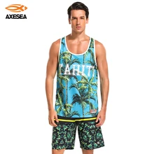 AXESEA Мужская свободная майка без рукавов Повседневная футболка Летняя майка быстросохнущая майка с принтом Купальник Пляжная майка