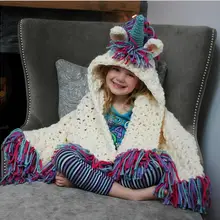 Радужный шарф «Единорог» ручной работы для девочек 3-10 лет, детская зимняя шапка, шапка с единорогом, милые Осенние теплые детские шерстяные вязаные шарфы