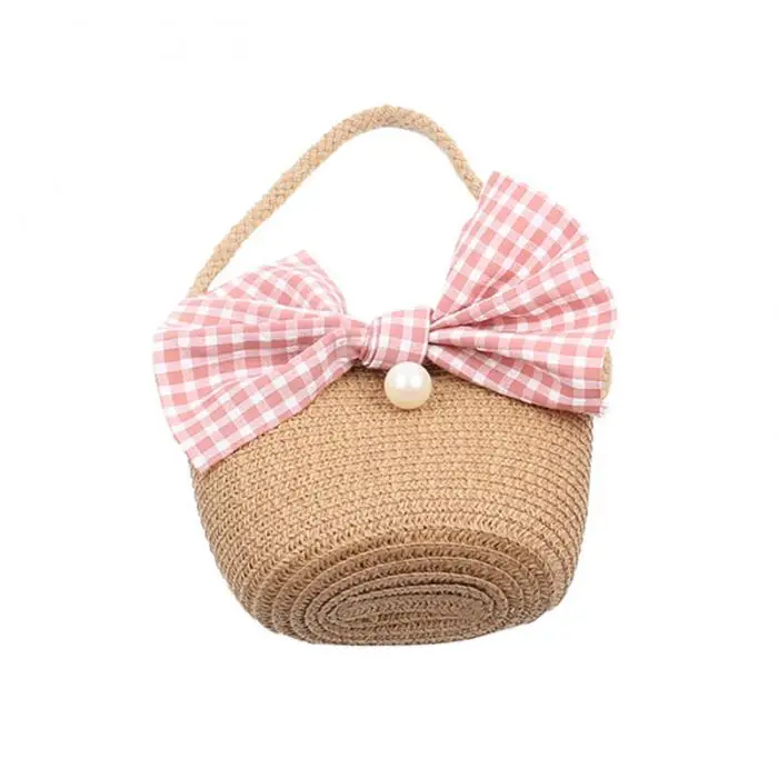 New Children Bag Straw Hat Set Hand-woven Bow Single Shoulder Bag Sun Straw Hats LMH66