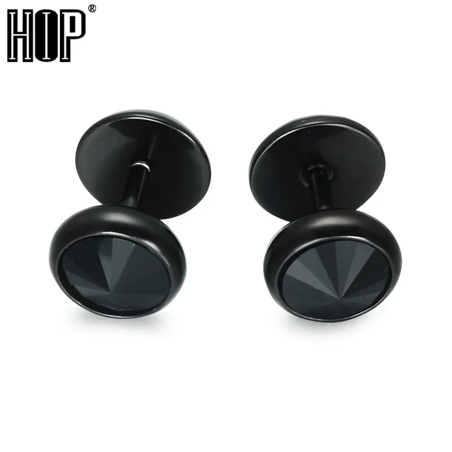 Hip 1 Pair Korean Crystal Mens Stud Earrings Cool Black 316l Hip 1 Pair Korean Crystal Mens Stud Earrings Cool Black 316l Stainless Steel For Men