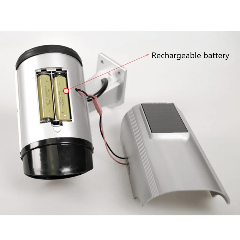 Муляж камеры на солнечной батарее+ светодиодный фонарик на батарейках для наружного наблюдения, домашняя камера безопасности, цилиндрическая видеокамера