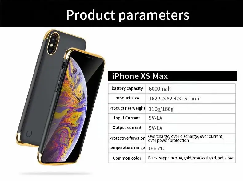 6000/5500 мАч тонкий шпон ударопрочный чехол для зарядного устройства iPhone XR XS Max X