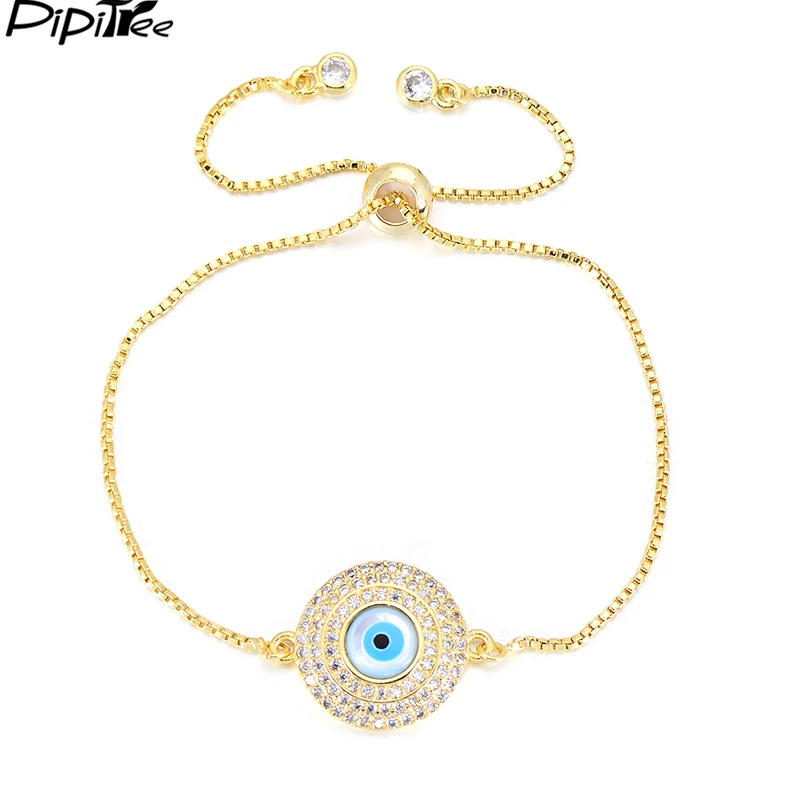 Pipitree Full Micro CZ камни выложенные мозаикой натуральная подвеска в виде ракушки большой круглый злой глаз браслеты для мужской браслет-цепочка Ювелирные изделия Pulseras