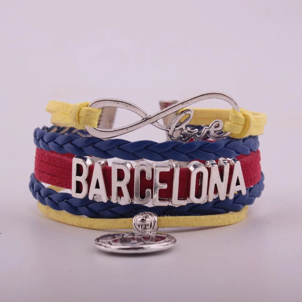 

GVUSMIL Drop Shipping Infinity Barcelona Sports Charm Bracelet- Customized Different Countries World Cup Team Gift