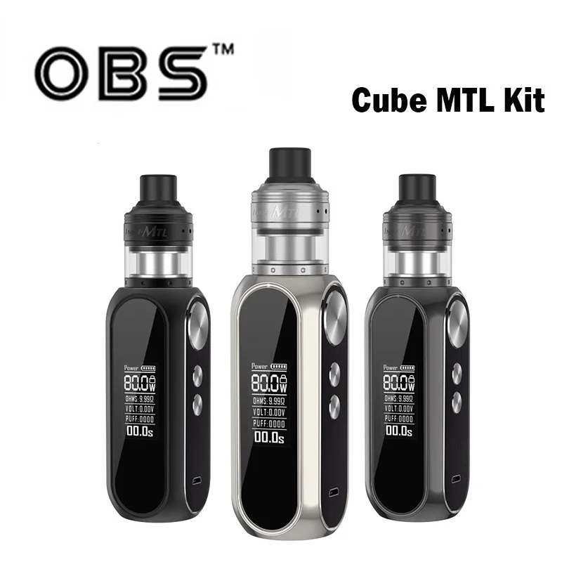 OBS Cube комплект MTL вейп с 80 Вт Box Mod 2 мл двигатель RTA бак 3000 мАч встроенный