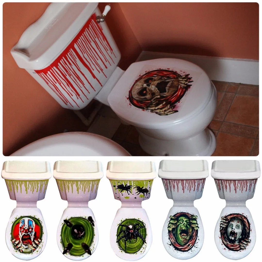 New Halloween Scary Toilet Seat Grabber Cover Party Festival Decoration Sticker Prop