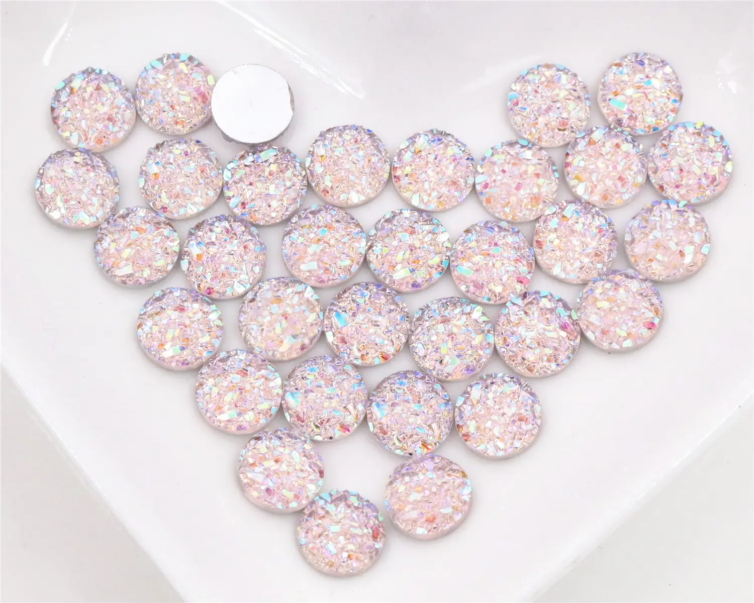 Новая мода 8 мм 40 шт Розовый AB цвета натуральная руда стиль плоская задняя Смола Кабошоны для браслета серьги accessories-O5-13