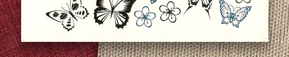Поддельные Временные татуировки переводная вода синий черный цветок Бабочка Наклейка для мужчин и женщин Красота сексуальное боди-арт живая песня X035