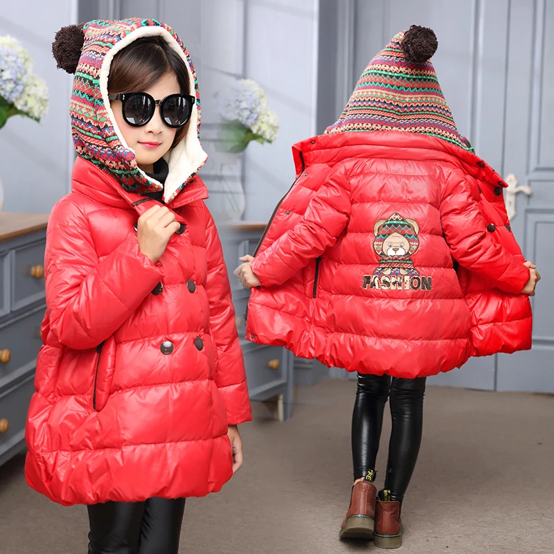 

winter jackets girls warm coat children red hooded jacket girls parka yellow parkas for girl 6 years christmas costume kids gift