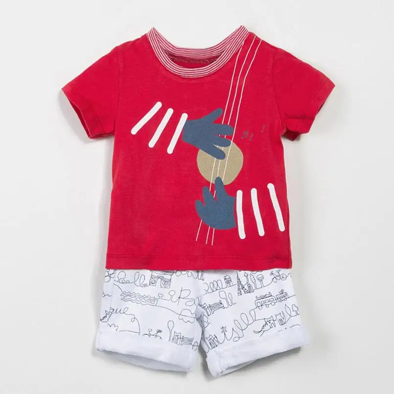 Little maven/Брендовая детская летняя одежда для маленьких мальчиков хлопковые комплекты для детей животного ракеты полосатый принт футболка+ Шорты - Цвет: 004