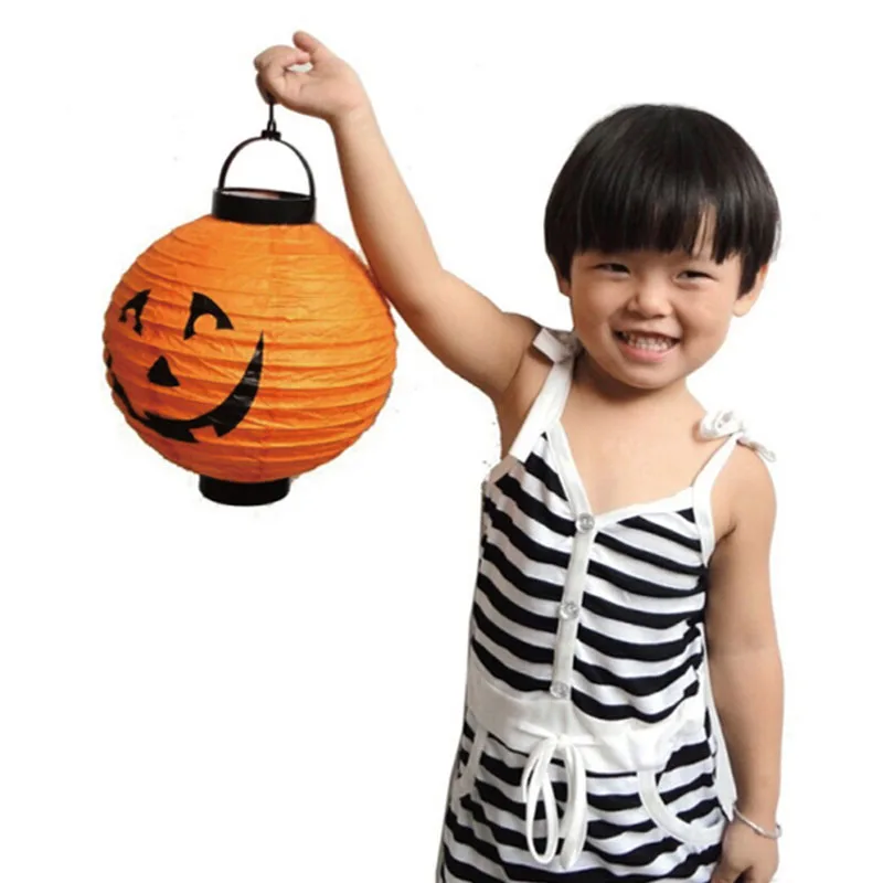 1 шт./лот украшение на Хэллоуин светодиодная бумажная тыква подвесной фонарь