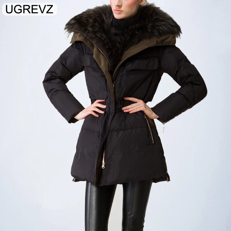

UGREVZ Winter Jacket Women Winter Coat Manteau Femme Womens Winter Jackets And Coats Plus Size With Large Fur Collar Casaco
