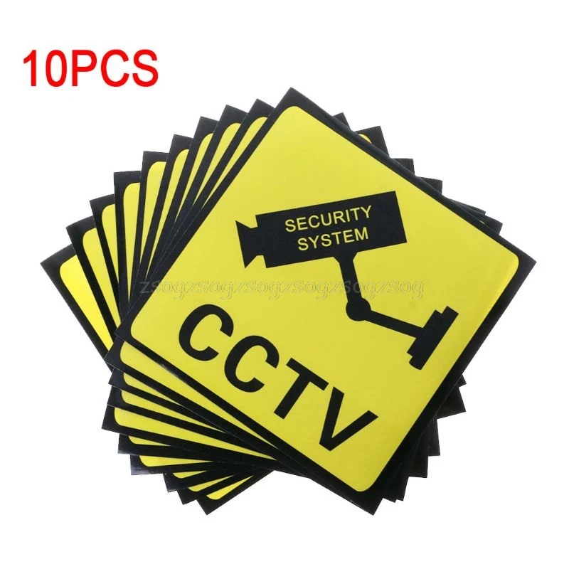 

10PCS Warning Stickers for CCTV SECURITY SYSTEM Self-adhensive Safety Label Signs Decal 111mm Waterproof F21 19 Dropship