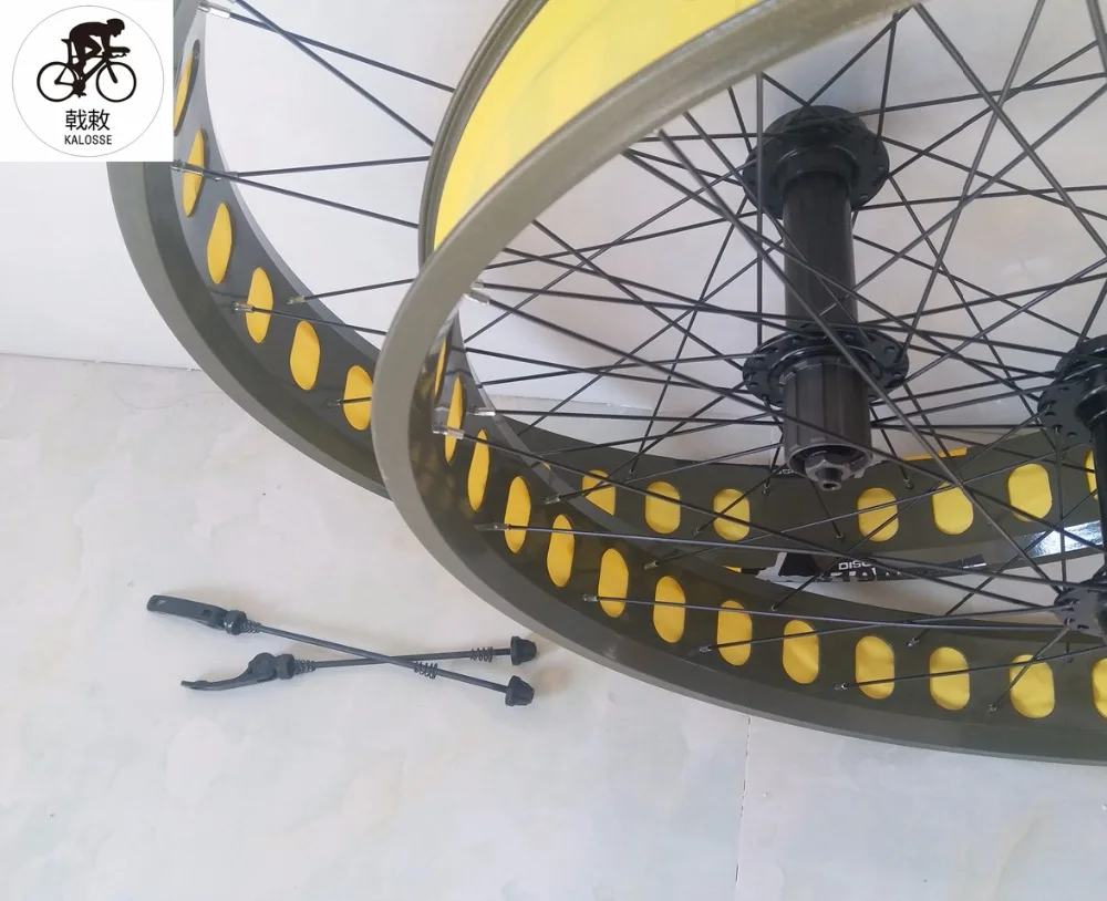 Kalosse широкое Велосипедное колесо сплав колеса F150/R190mm концентраторы 36 отверстиями 26*4,0 дюйм; Шины пляжный велосипед колеса