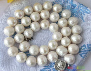 

Free shipping@@@@@ 17" 12MM WHITE ROUND PEARL NECKLACE AALD1007