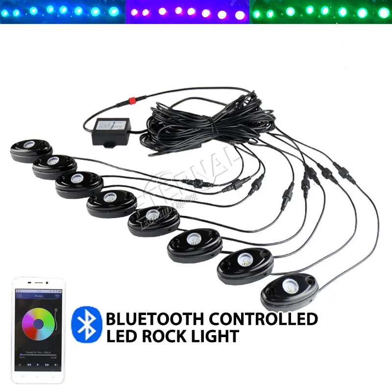

8pcs set remote RGB LED rock light for 4x4 Wrangler Off Road ATV golf cart Truck Vehicle Crawler rock lamp