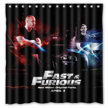 

Free Shipping!The Fast and the Furious Printed Waterproof Polyester Bath Shower Curtain( 180X180CM)