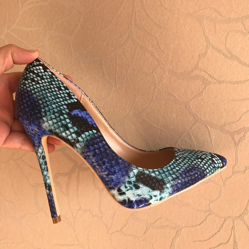 

Free shipping fashion women Pumps Blue snake python printed high heels shoes Stiletto Heels 12cm 10cm 8cm