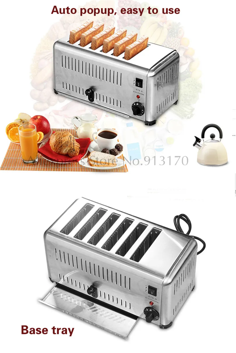 Cozinha elétrica Torradeira 6 Fatia de Aço
