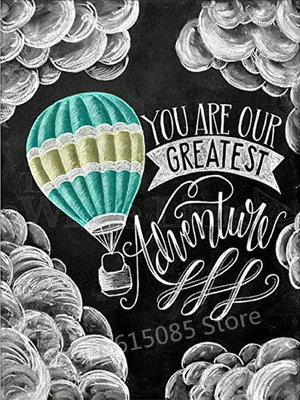 MHD full square diy blackboard hot air balloon diamond painting 3d mosaic cross stitch rhinestone artwork 20x25cm home decor | Дом и сад