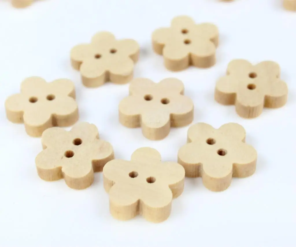 

25 Cute little wood Wooden buttons 13mm wooden floral beads Flower Buttons Childrens Kids Fun Scrapbooking- Jewelry Making