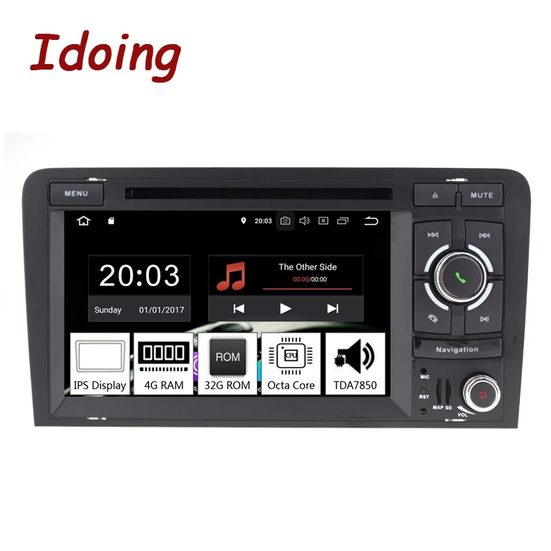 Clearance Idoing 7"2Din Car Android 8.0 Radio DVD Multimedia Player For Audi A3 2003-2011 PX5 4GB+32G Eight Core IPS screen GPS Navigation 1