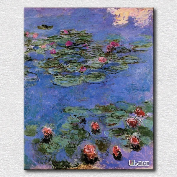 

Thick texture handpainted oil painting water lilies canvas pictures for bedroom wall decoration gift
