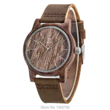 2017 Mode Noyer Bois 100% Véritable En Cuir Analogique Montre Original MIYOTA Mouvement À Quartz En Bois Montre Pour Hommes Femmes Cadeau