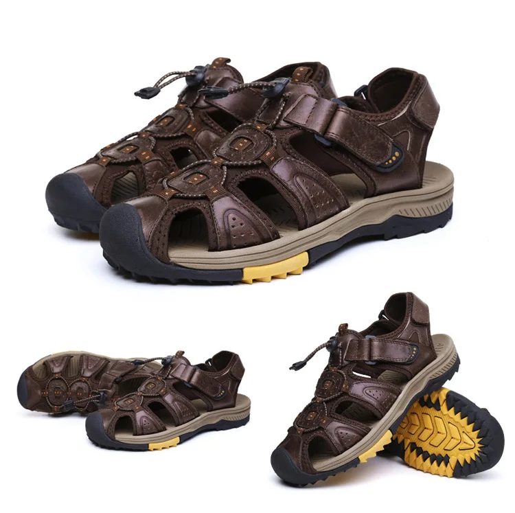 Г. Новые популярные сандалии из натуральной кожи мужская обувь летняя пляжная обувь мужские сандалии мужская повседневная обувь уличные сандалии Hombre 39-45