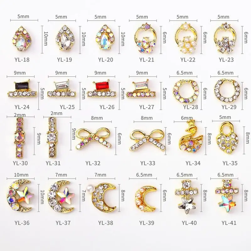 

100pcs/Lot 3D Nail Accessories Rivets Gold Metal Alloy Rhinestones Diamond DIY Nail Art Decorations For Manicure Tools, YL18-41