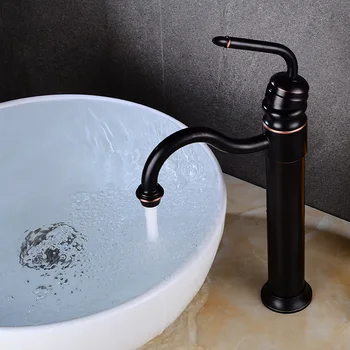 

Basin Faucets Black Oil Rubbed Bronze Brass Bathroom Faucet Single Handle Bath Sink Cold Hot Water Mixer Tap