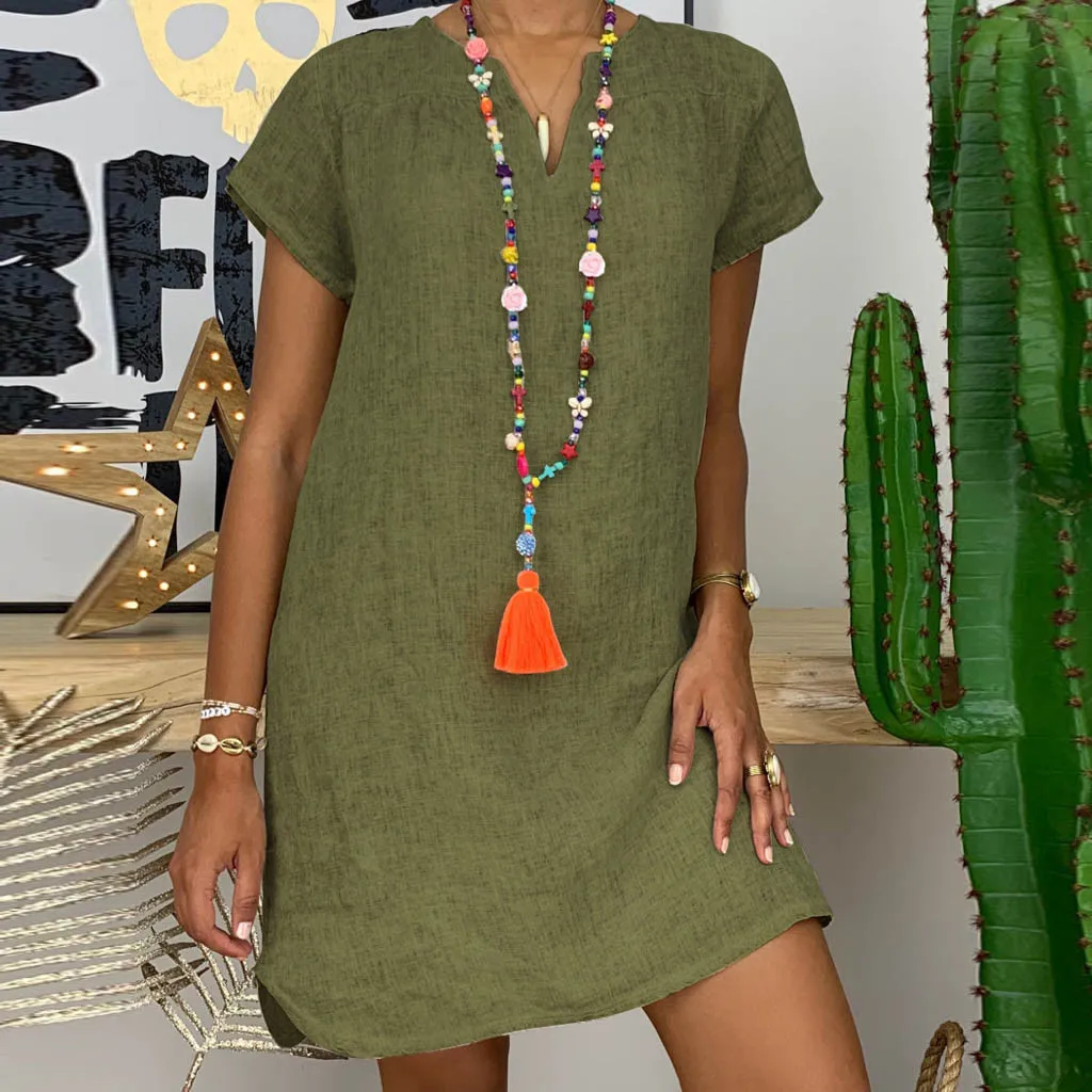 

Women Summer Dress V -cut Short Shirt Casual Tops Party Mini Clothes Beach Clothes Summer Dress 2019 Vestidos De Verano