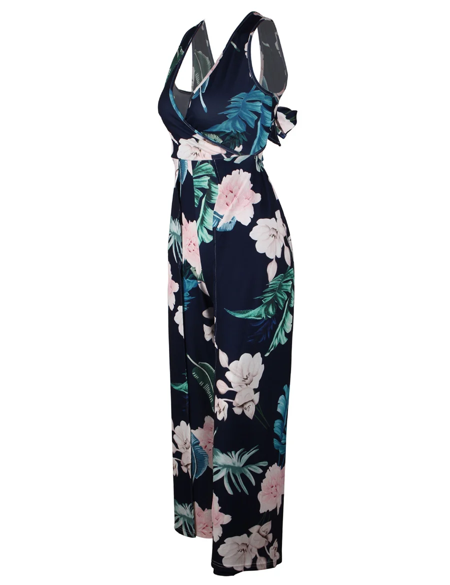 Gladiolus Hot Summer Jumpsuit Women 2019 V Neck Floral Print Split Long Pants Beach Sexy Jumpsuits 2019 Rompers Womens Jumpsuit (45)