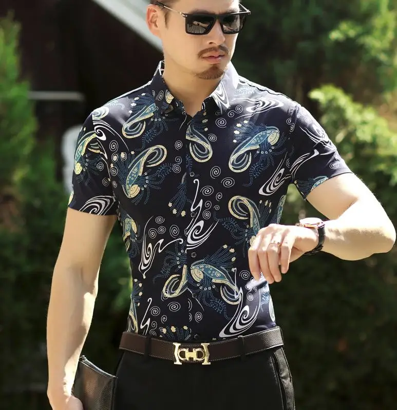 Summer Mens Silk Cotton Shirts Formal Turn Down Collar Short Sleeve ...