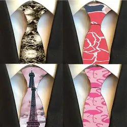 Мужские галстуки с принтом, 6 см, 2019, мужские Модные галстуки с Эйфелевой башней, фламинго, гравата, тонкий галстук, полиэстер, деловой