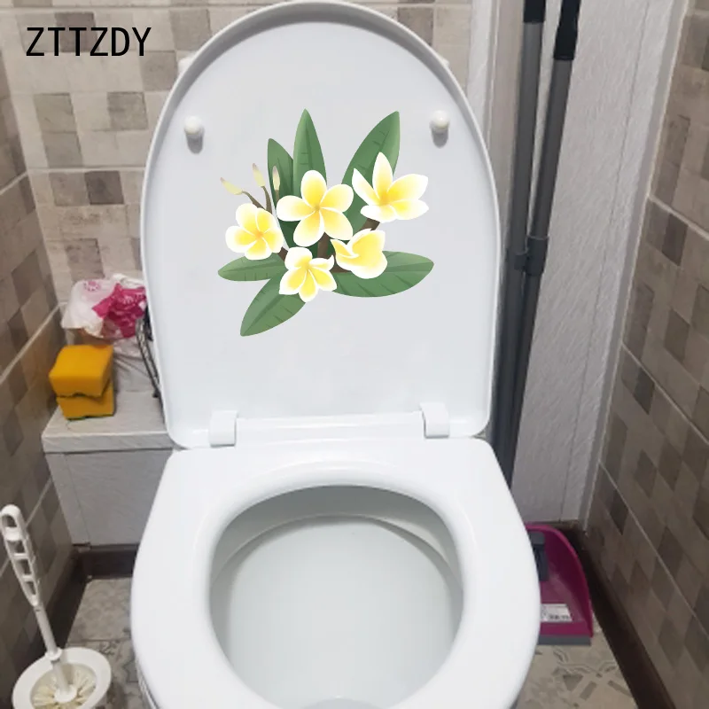 

ZTTZDY 21.6*22.4CM Hand Drawn Frangipani Creative Flower Wall Decal Home Decor Toilet Sticker T2-0171