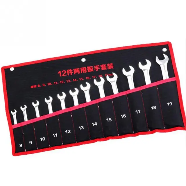 8/12/14 Pockets Canvas Spanner Wrench Tool Roll Up Storage Bags Organizer Pouches Case With Hanging Holes Tool Bag