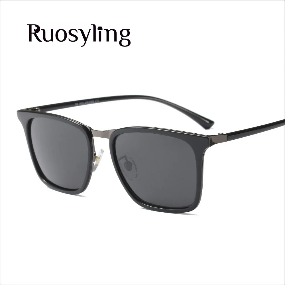 Ruosyling UV400 Солнцезащитные очки для мужчин поляризационные TR90 сверхлегкие гибкие мужские солнцезащитные очки для вождения Ретро Квадратные Солнцезащитные очки