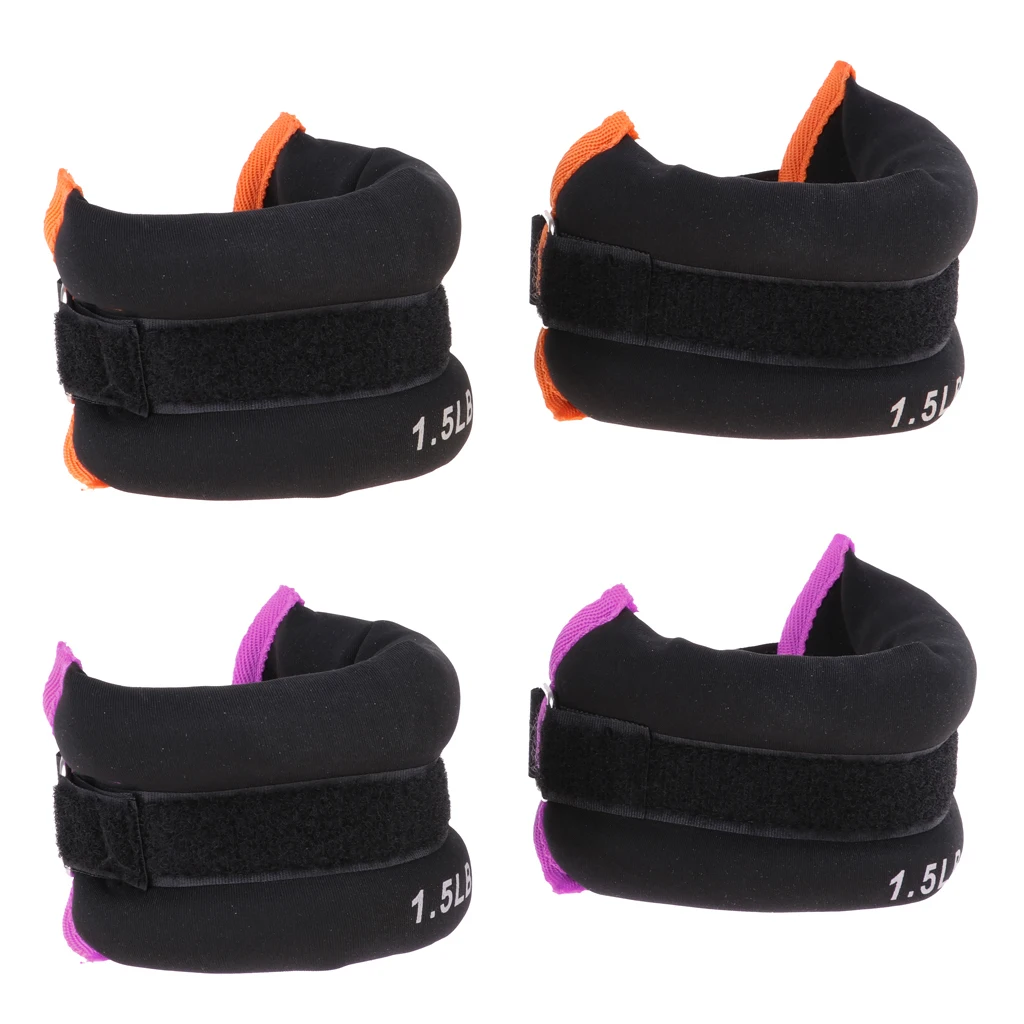 

Pair Ankle Wrist Weights Resistance Strength Running Training Aids Trainer Sand Filling Weight Straps Brace - 1.5 lb & 1 lb