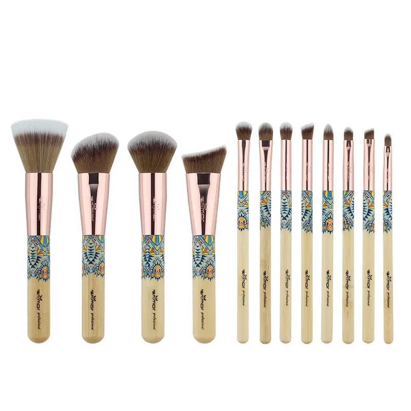 

Anmor Rose Gold 12PCS Professional Make Up Brushes Unique Synthetic Hair Beautiful Makeup Brushes Set For Foundation Powder