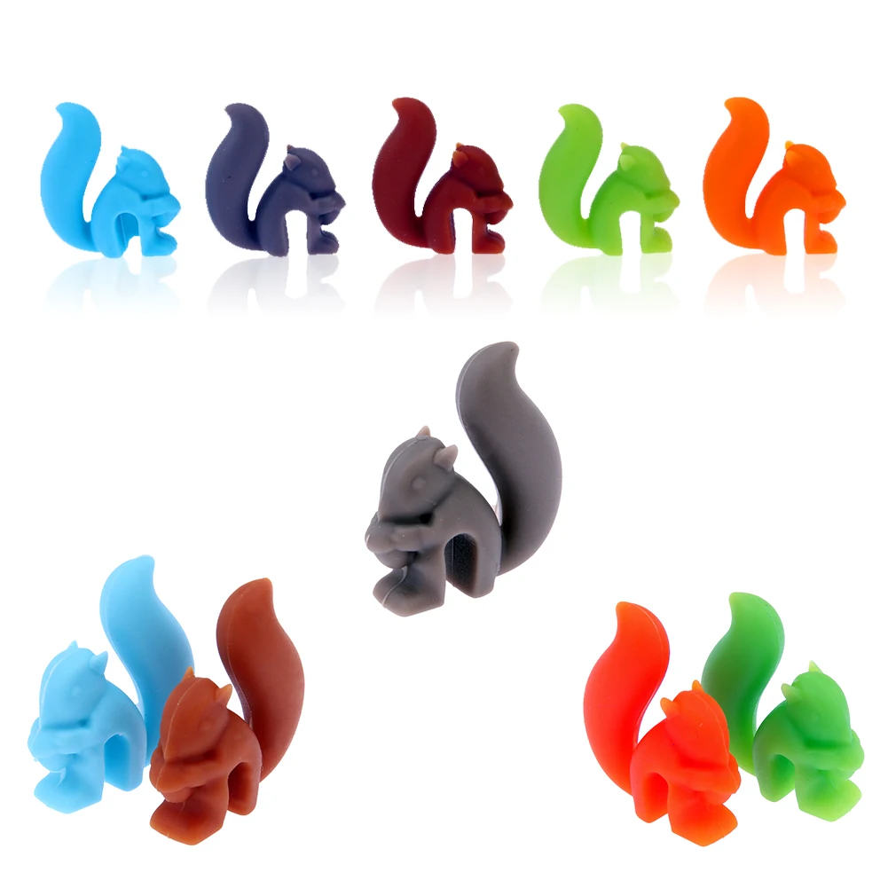 Home & Garden 5pcs/set Novelty Squirrel Party Dedicated Wine Glass Recognizer Silicone Label Wine Glasses Marker Wine Accessories Delicious In Taste