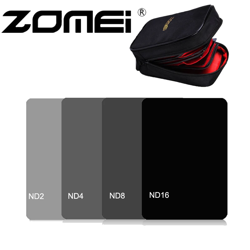 

ZOMEI 100*150mm Square Neutral Density Filter Kit ND2+ND4+ND8+ND16 with 16 Solt Filter Bag for Cokin Z-Pro Camera Lens