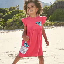 

Children Girl Dress Summer Baby Girls Slim Dress Flamingos Printing Beach Dress Fashion Kids Girl Princess Dress Kids Clothes